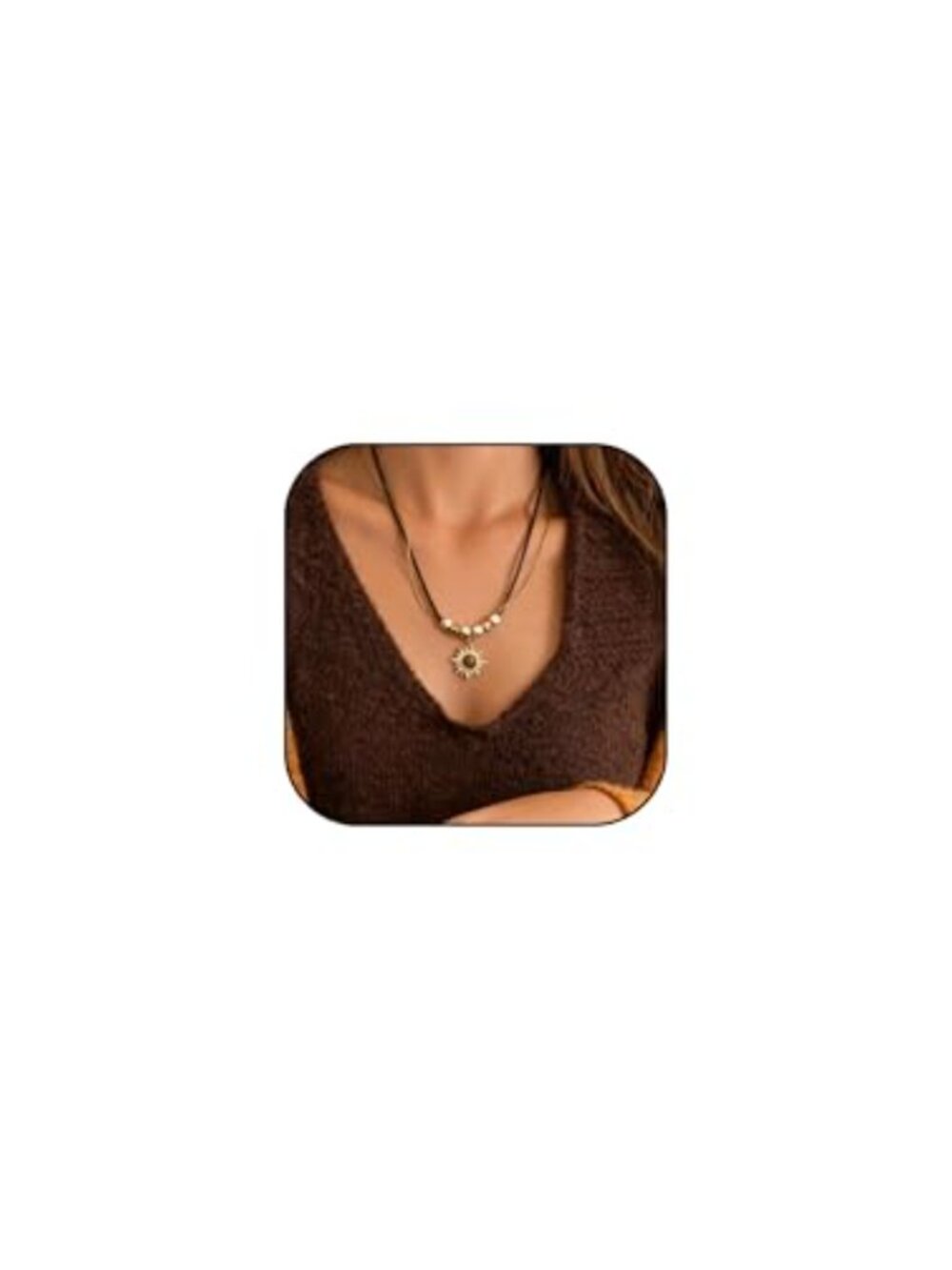 Tiger Eye Necklace Layered Gold Sun Pendant Jewelry